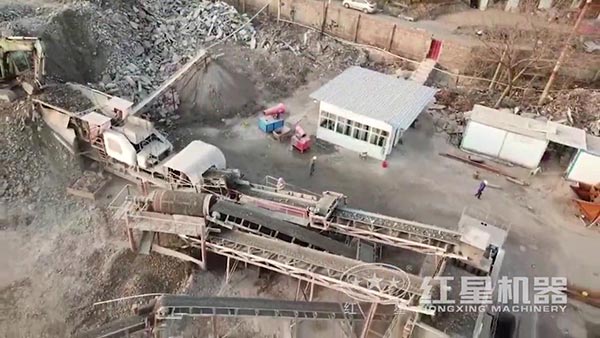 株洲大型移動(dòng)建筑垃圾破碎站廠區(qū)航拍