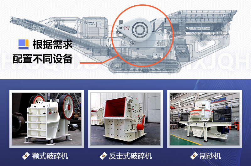 移動(dòng)破碎機(jī)可根據(jù)不同需求配置不同主機(jī)